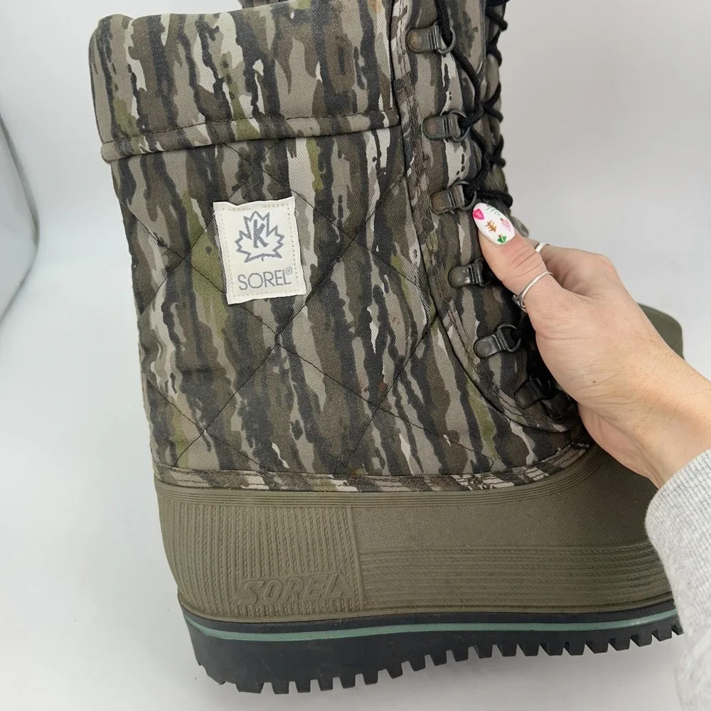 Vintage Sorel Boots Mens Size 9 Green Camo Insulated Wool Lined Snow Winter‎